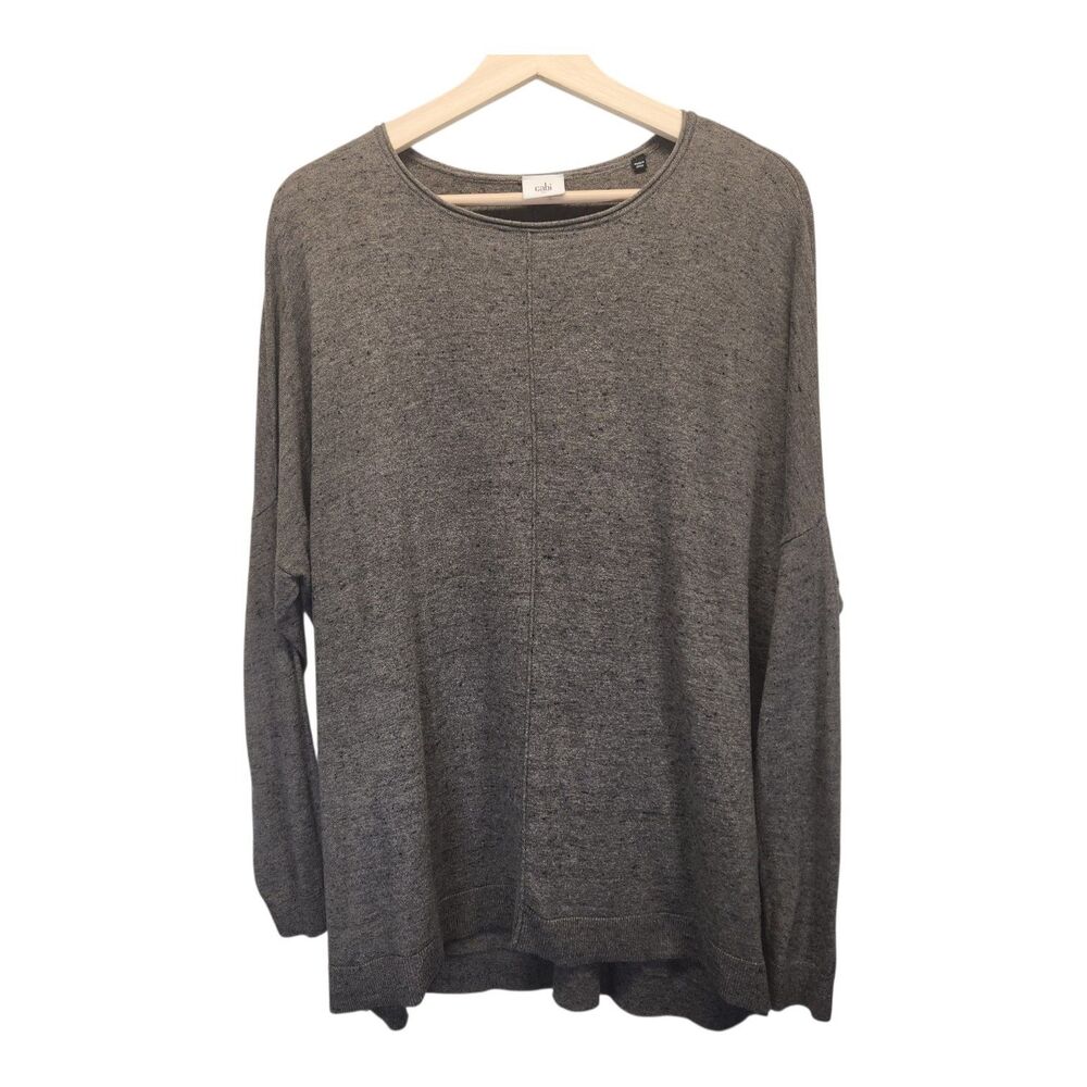 CAbi Heathered Gray Long Sleeve Tunic oversized sweater knit